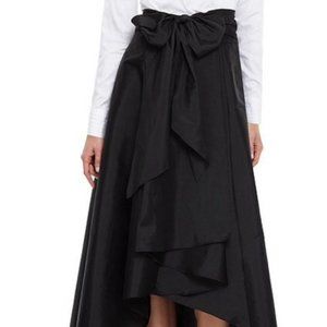 Adrianna Papell Black Hi Low Bow Waist Taffeta Maxi Skirt